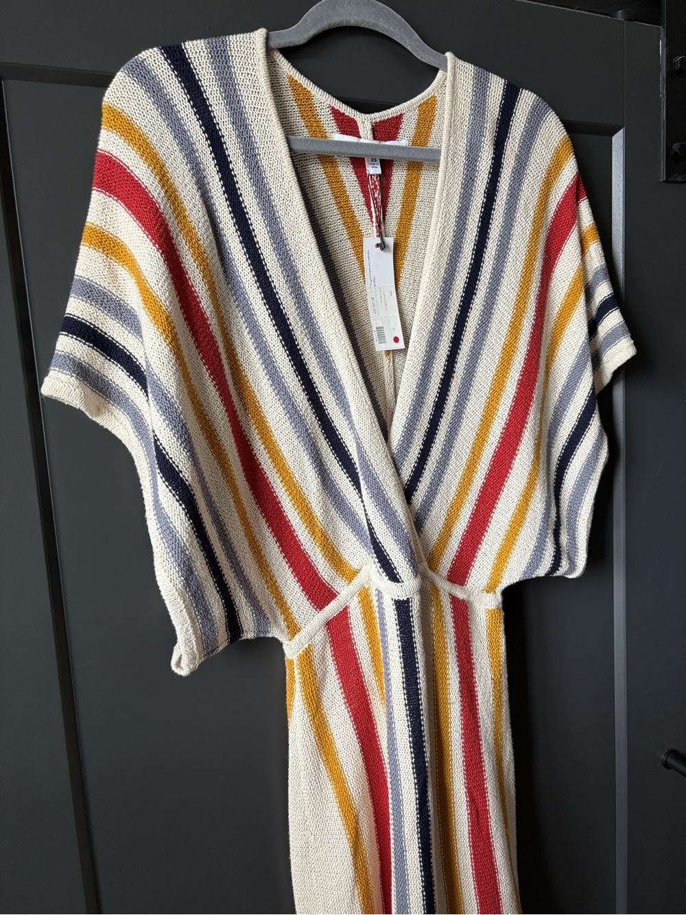 cupcakes & cashmere Striped Knit Cover-up | Cream, Rust, Mustard, Navy & Gray - Picture 2 of 6